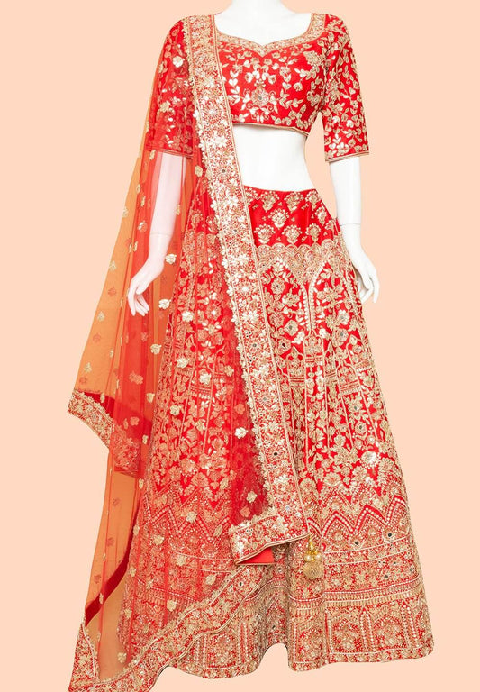 Fine Raw Lehenga Set With Readymade Blouse & Dupatta – Panna Sarees