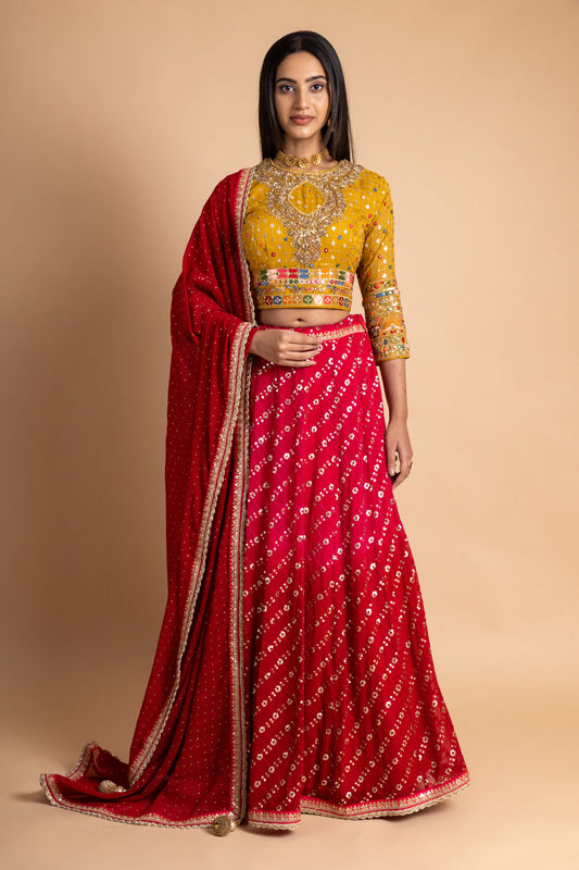 Red designer lehenga choli - New India Fashion