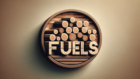 graphic of fuels written with wood and logs surrounding