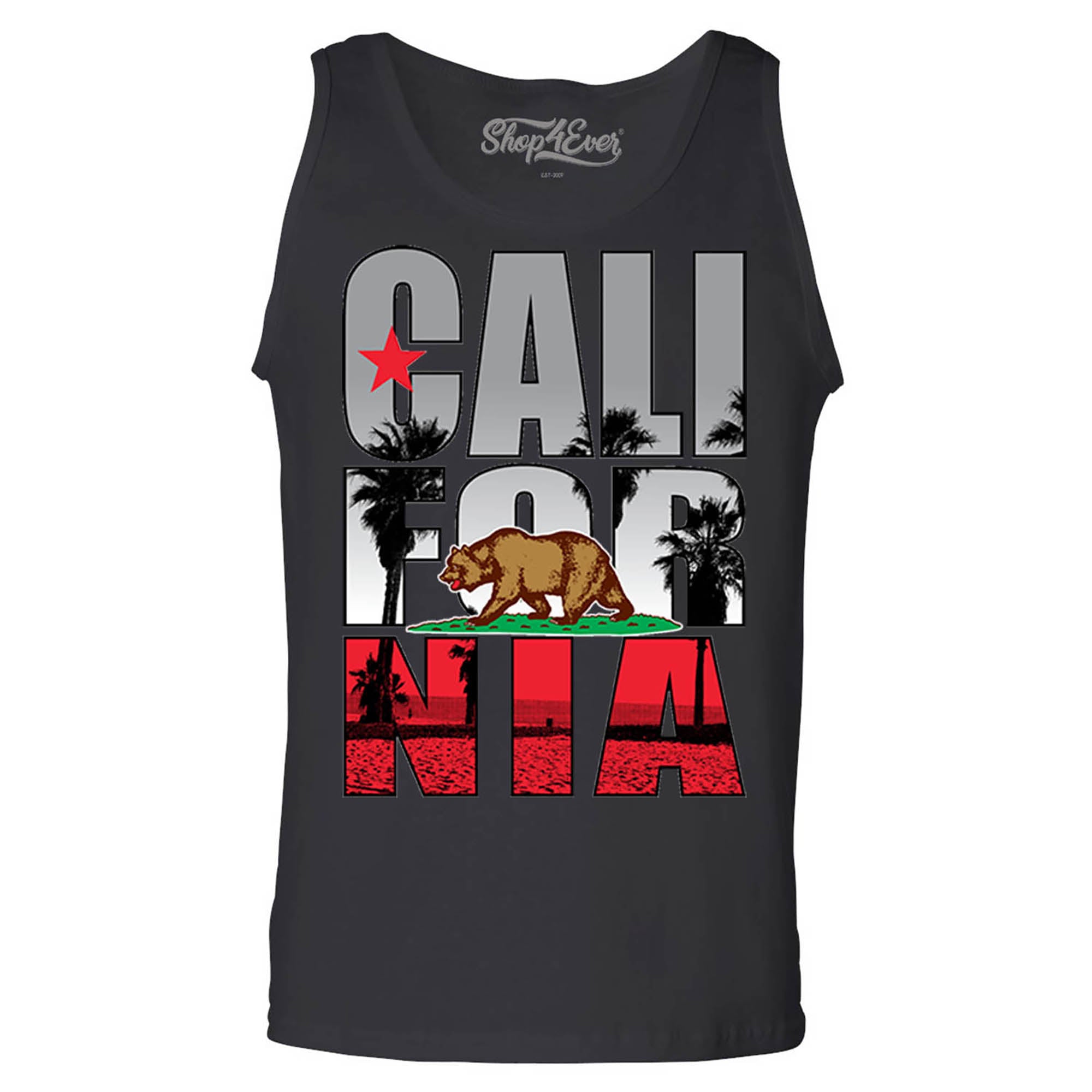 California Beach Palm Tree Men's Tank Top Bear Flag