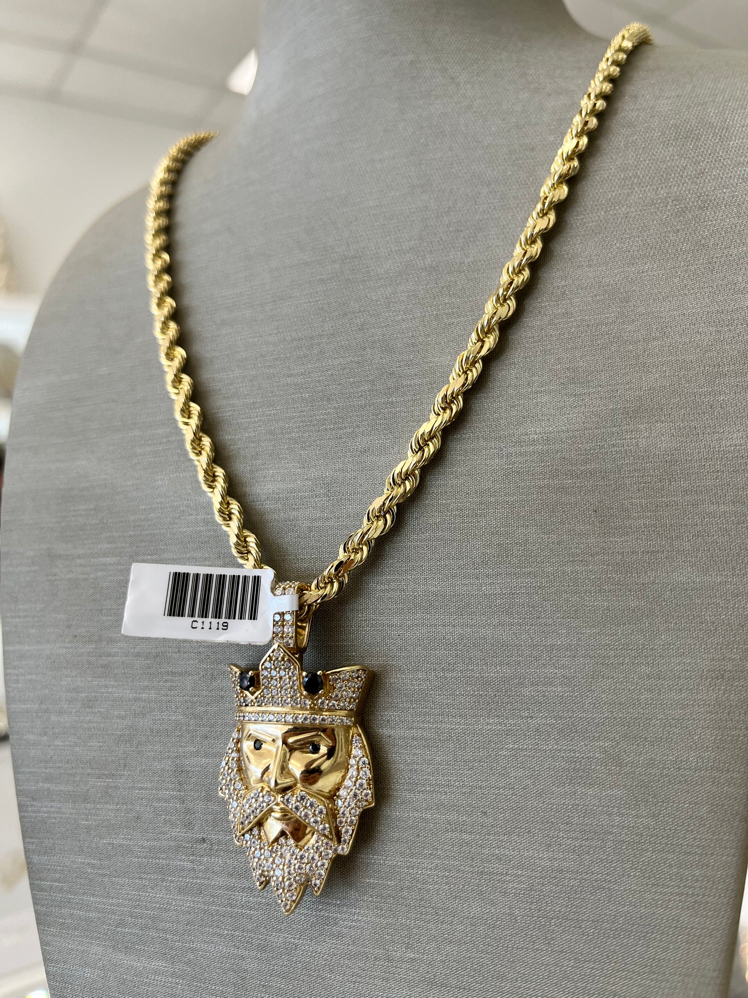 SET ORO 10K CADENA SOGA / ROPE DIJE REY 👑 Jasny Jewelry