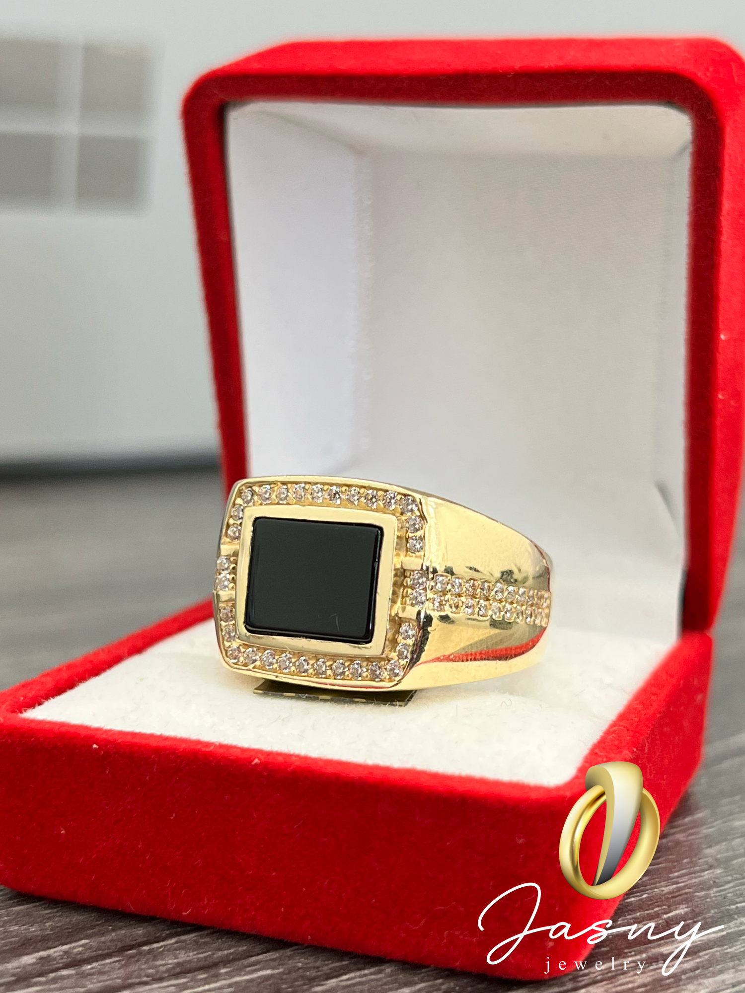 ANILLO 14K, PIEDRA NEGRA / 14K RING, BLACK STONE – Jasny Jewelry
