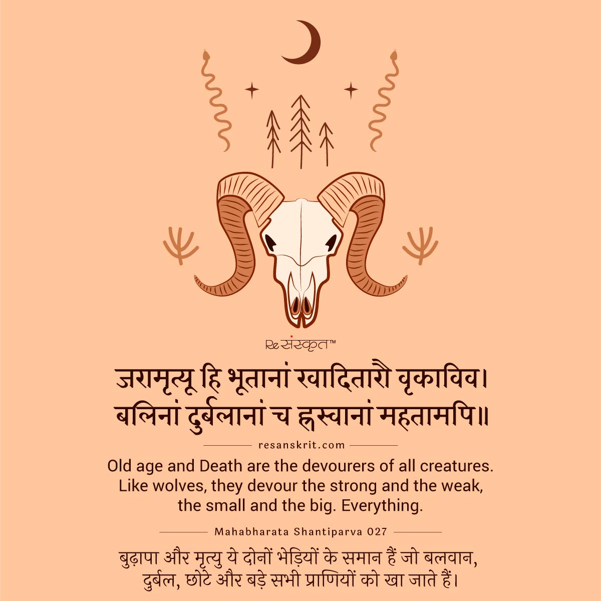 Sanskrit Quote on Death (and Old age)