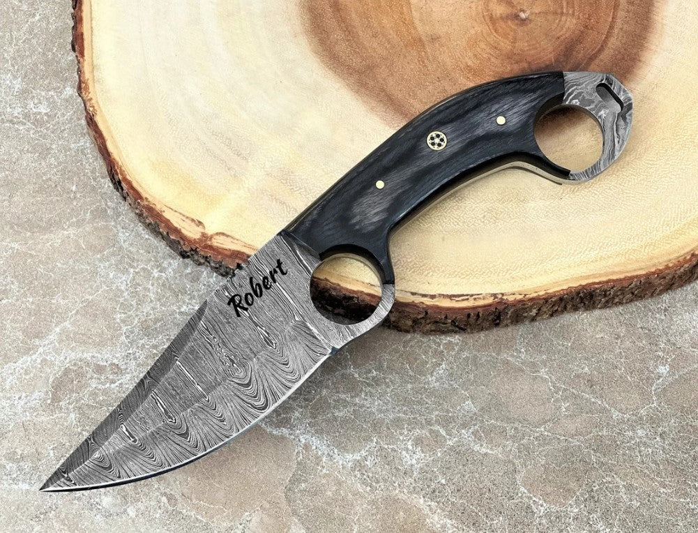 Personalized Damascus Steel Knife , 9 Handmade Fixed Blade Knife With  Custom Burnt Camel Bone Handle, Gift for Husband, Anniversary Gift -   Israel