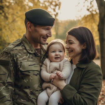 A UK army veteran with his family in a park