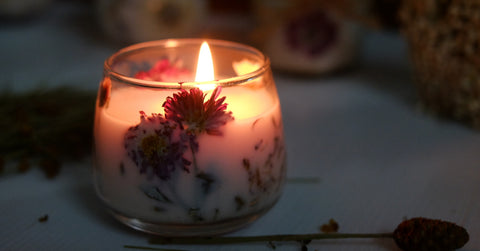 Candle with Dried Flowers