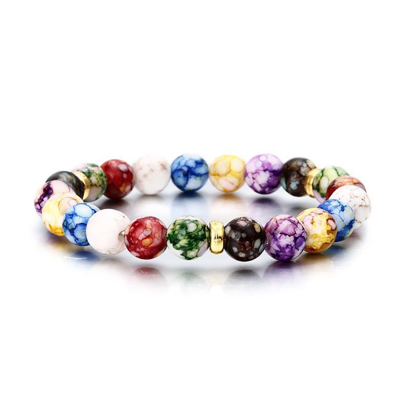 Seven Chakra Bracelet with White Agate Beads – MADE Art Boutique