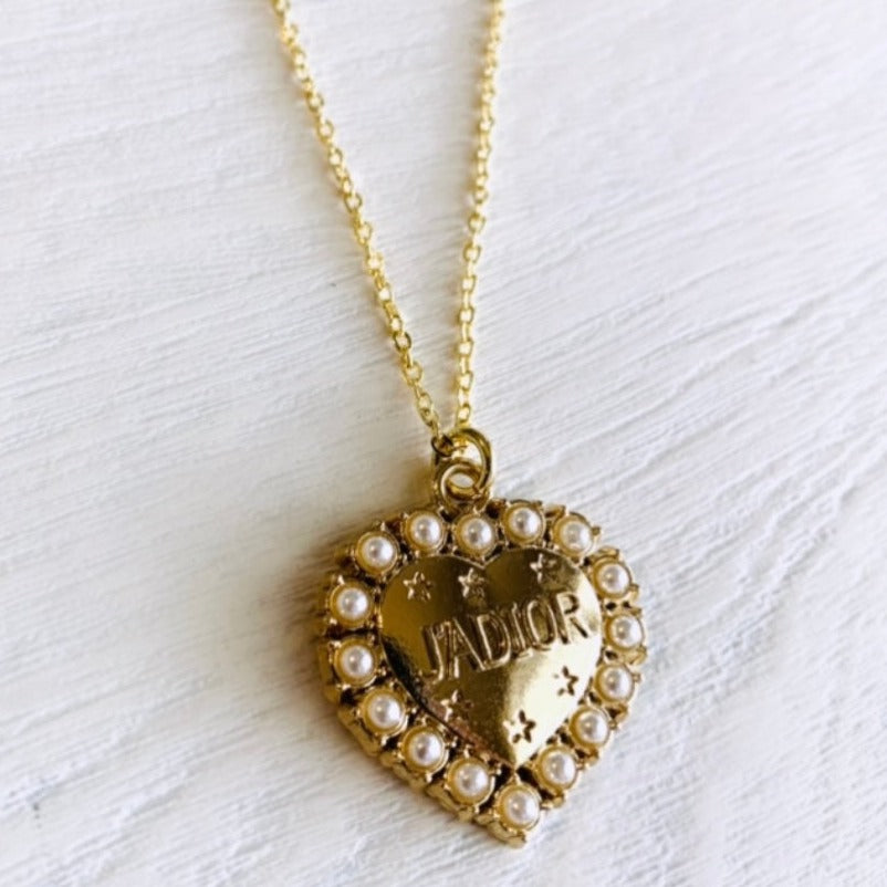 The LV Heart Necklace in White – TOKA B