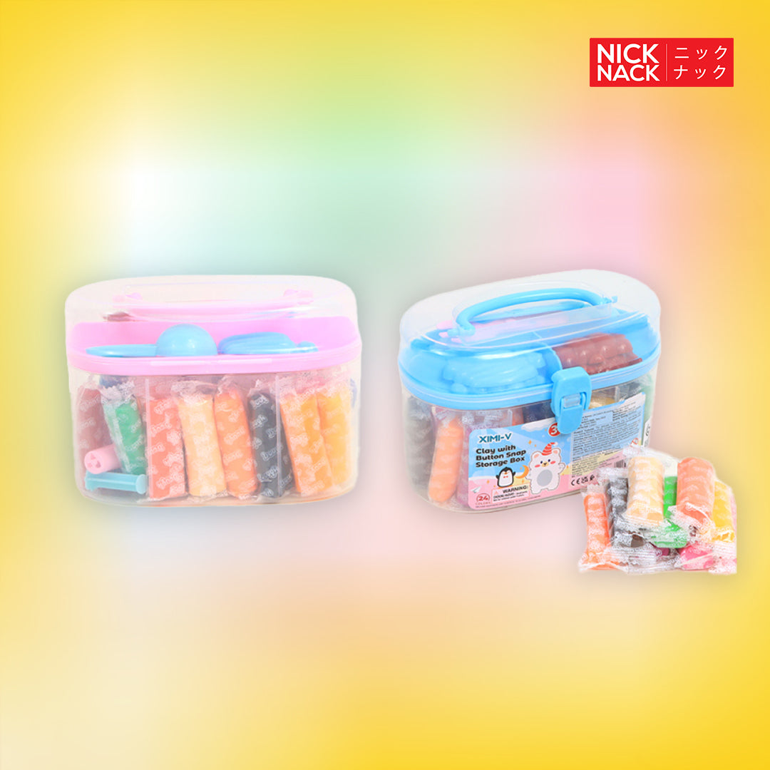 24 Colors Modeling Clay with Button Snap Storage Box