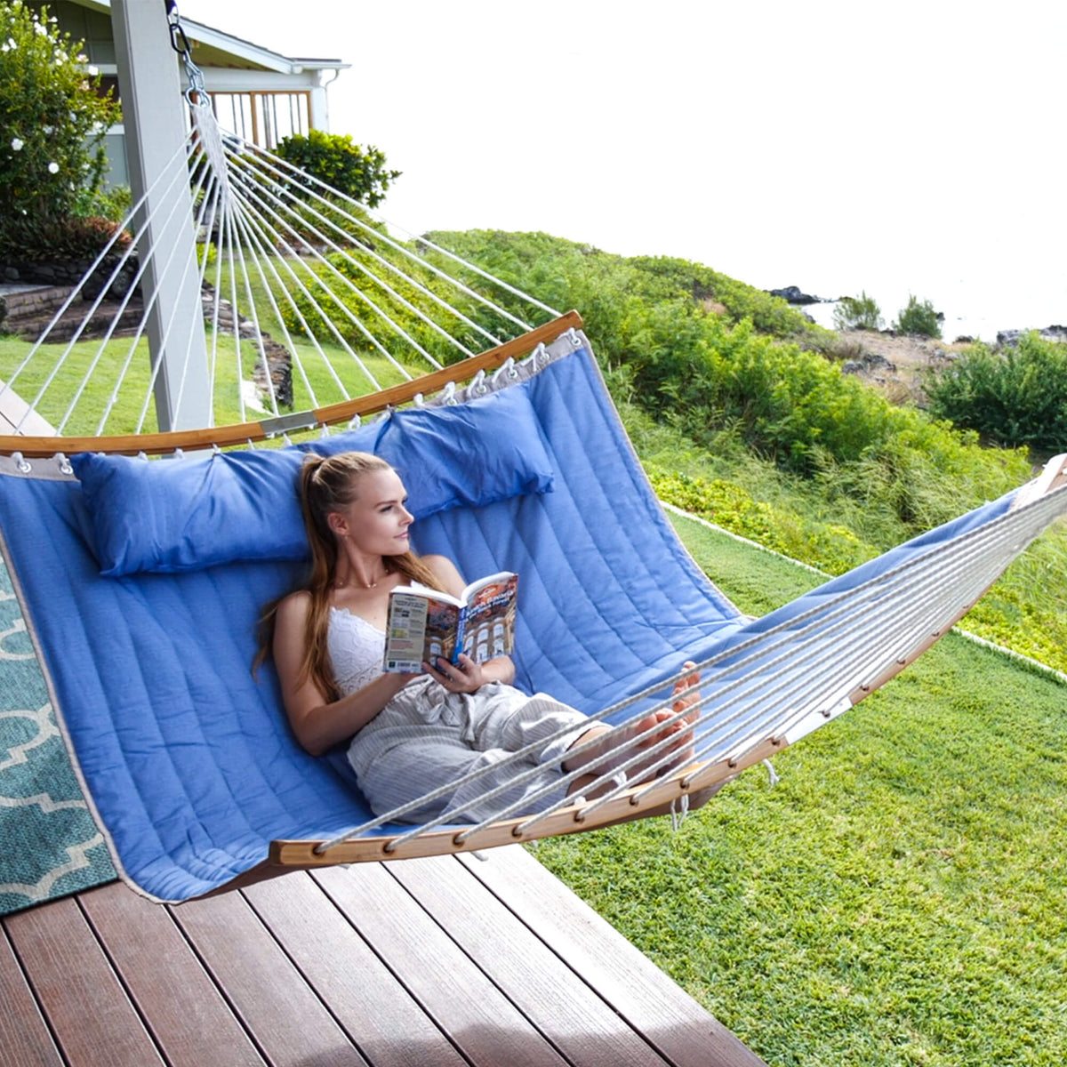 Double-Hammocks-with-Curved-Bamboo-Bar