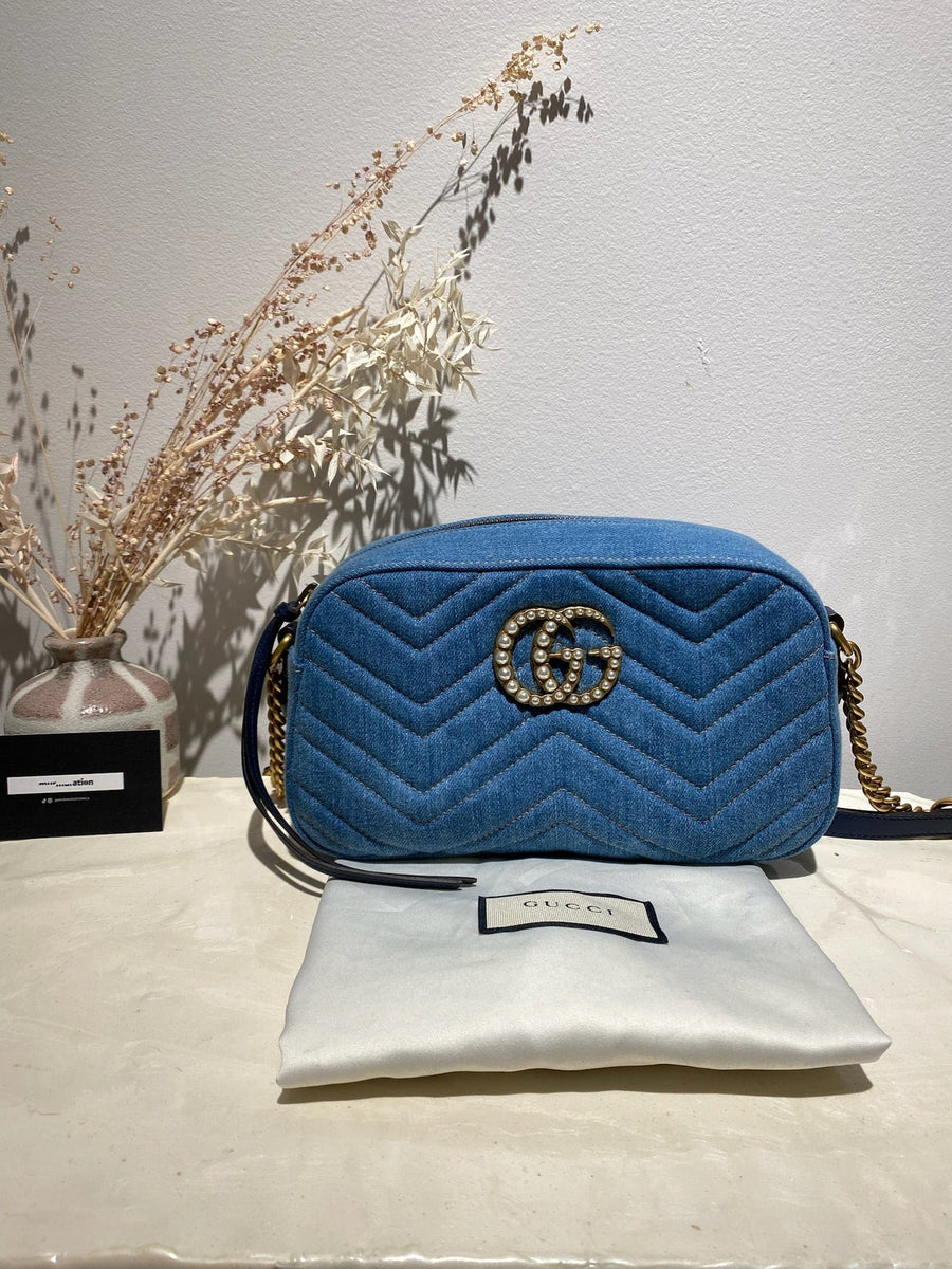 Gucci Blue Matelasse Denim GG Marmont Small Bag – Murmuration Consignment