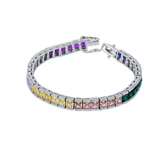 Colorful Splash Sterling Silver Tennis Bracelet for women