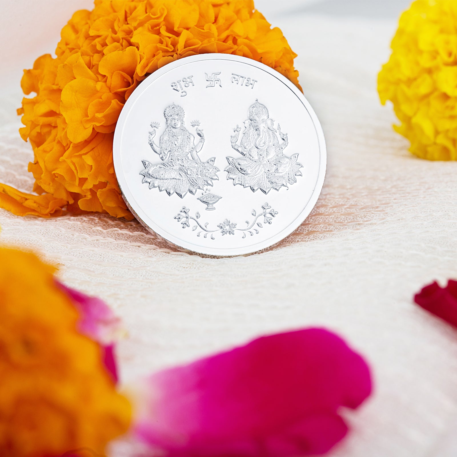 GOLDGIFTIDEAS Pure Silver 999 Lakshmi Ganesha Saraswati Coin, Silver Coin  for Wedding Gift