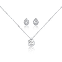 The Graceful 2-piece Set: Shiney Droplet Silver Earring Studs and Pendant Chain Set