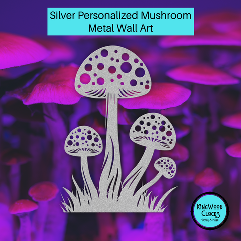 Mushroom patch Metal Wall Art, Toadstool Boho Wall Hanging, Earthy Living, Fungus Room Decor, Psychedelic Mushroom Garden, Mycelium Nerd silver trippy