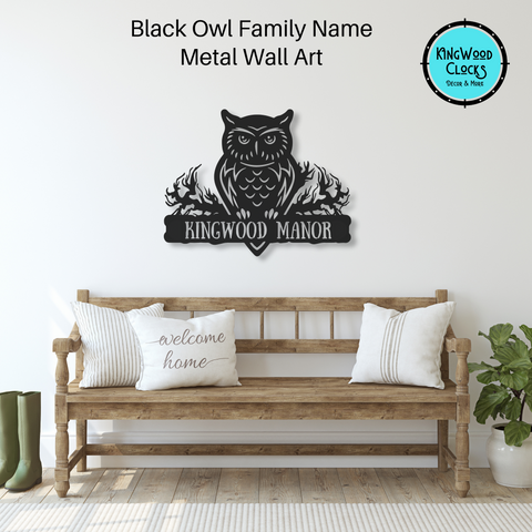 Personalized Family Name Owl Metal Wall Art, Custom Outdoor Welcome Porch Sign, Customizable Owl Lover Housewarming Gift for New Homeowner