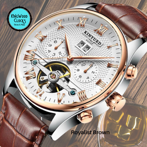 Tourbillon Style Mechanical Watch in royalist brown