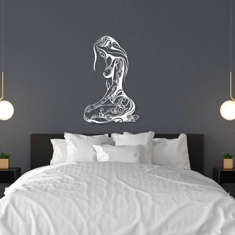 Erotic female wall art white over bed in bedroom