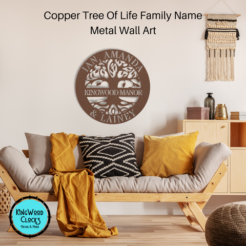 Tree Of Life Family Name Personalized Metal Wall Art copper