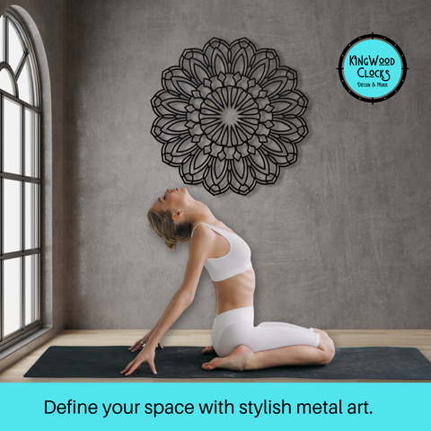 Floral Mandala Metal Wall Art in yoga studio