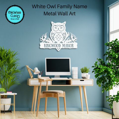 Personalized Family Name Owl Metal Wall Art, Custom Outdoor Welcome Porch Sign, Customizable Owl Lover Housewarming Gift for New Homeowner