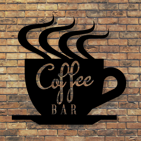 Coffee Bar Metal Wall Art on outdoor wall