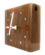 Load image into Gallery viewer, KingWood Reclaimed Walnut Slab Wall Clock w/ Epoxy Inlay Burnt Orange &amp; Pearl White
