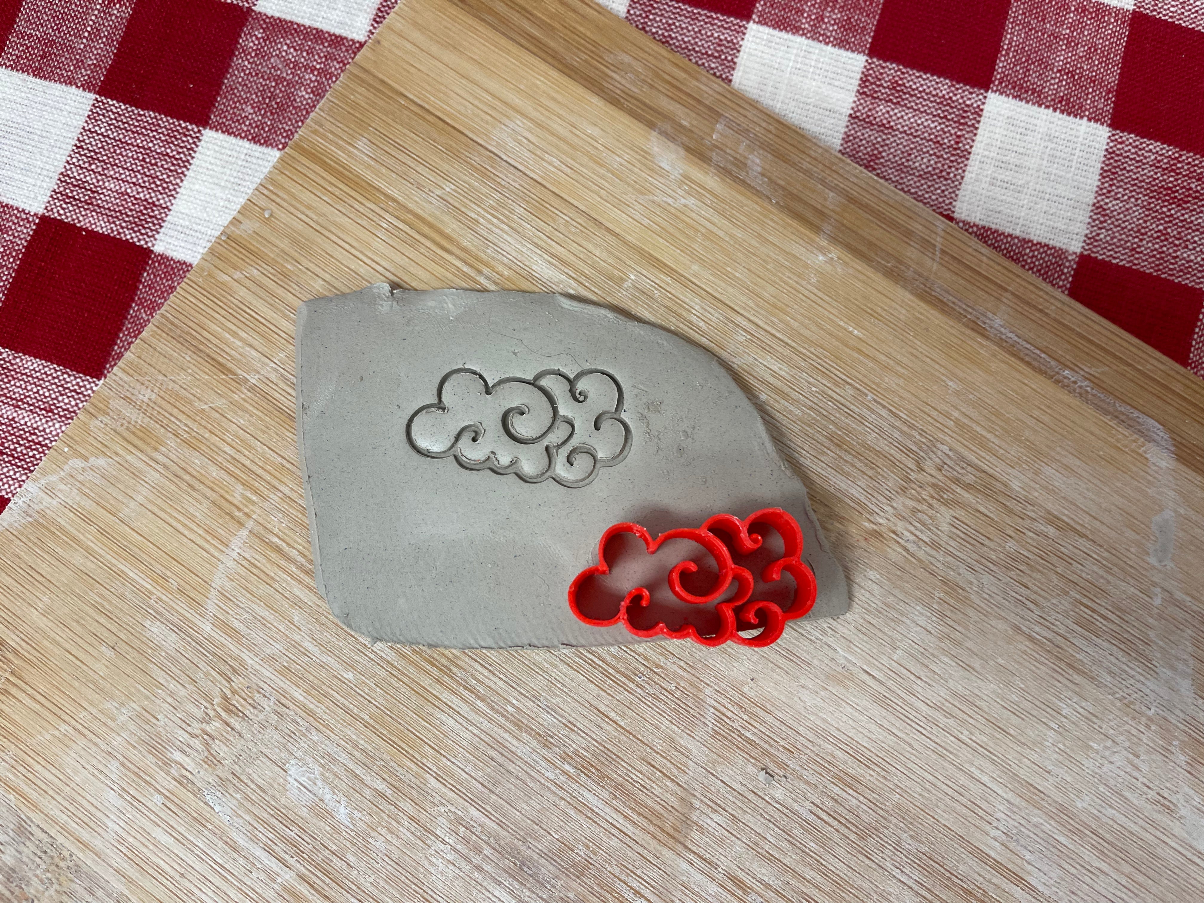 Cloud Pottery Stamp, From the May 2023 mystery box - plastic 3D printed, multiple sizes available