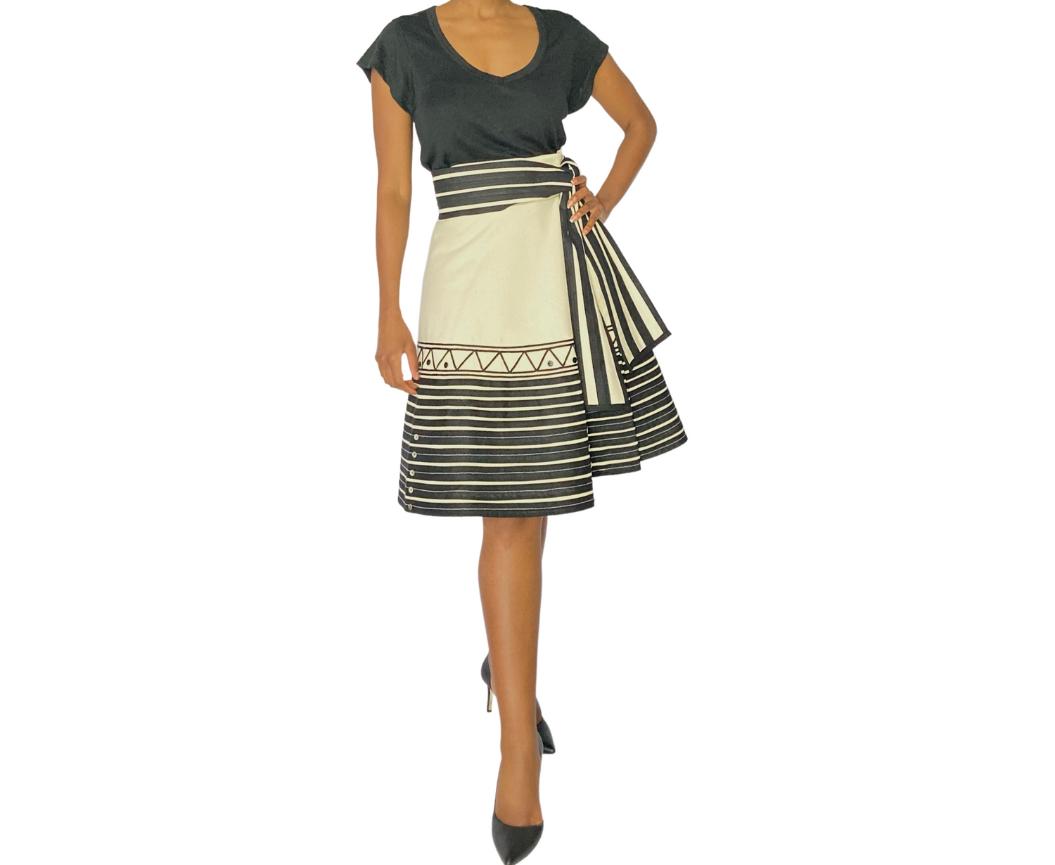Belted one-third flare mbhaco skirt – Sakhisintu