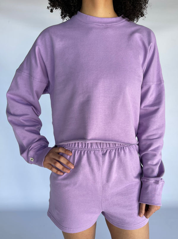 OVERSIZED CROP SWEATER - LILAC