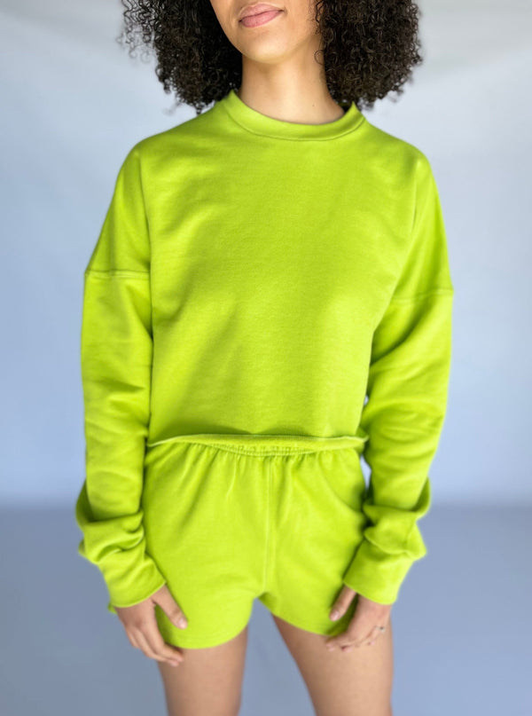OVERSIZED CROP SWEATER - LIME