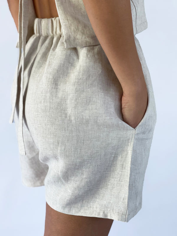 LINEN SHORT - NATURAL