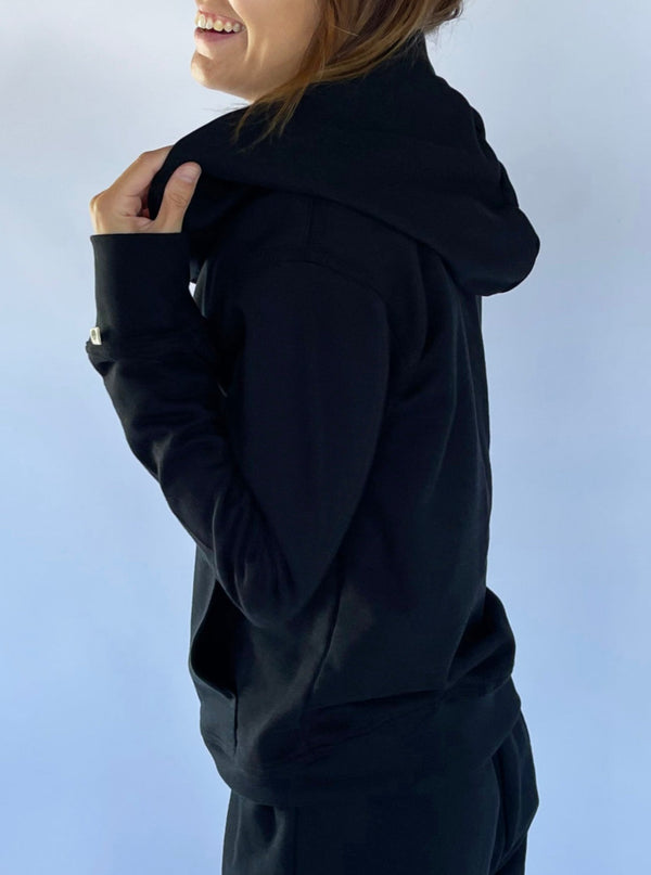 ZIP UP HOODIE - BLACK