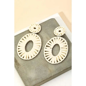 Raffia Straw Oval Drop Earrings - Polished Boutique