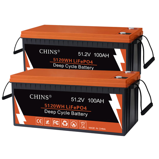 CHINS Bluetooth LiFePO4 Smart 48V 100AH Lithium Battery+ 48V 10A Lithium  Battery Charger for Golf Cart