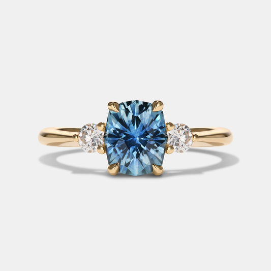 Sapphire Ring - 9ct Yellow Gold Sapphire and Diamond Ring - 756805