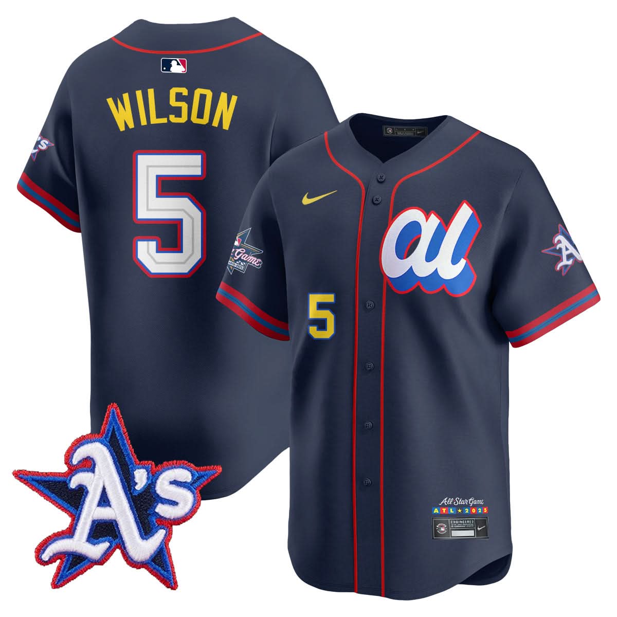 American League 2025 MLB All-Star Jersey - All Stitched - Navy - Jacob Wilson Jersey