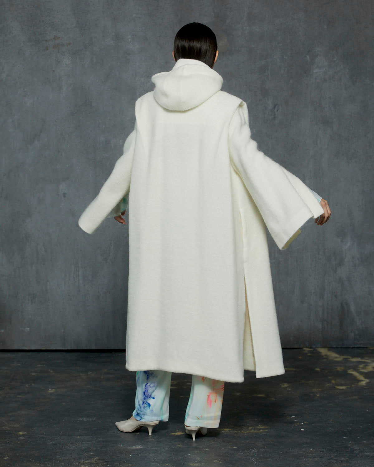 MOHAIR SHAGGY HOODED LONG COAT【受注終了】