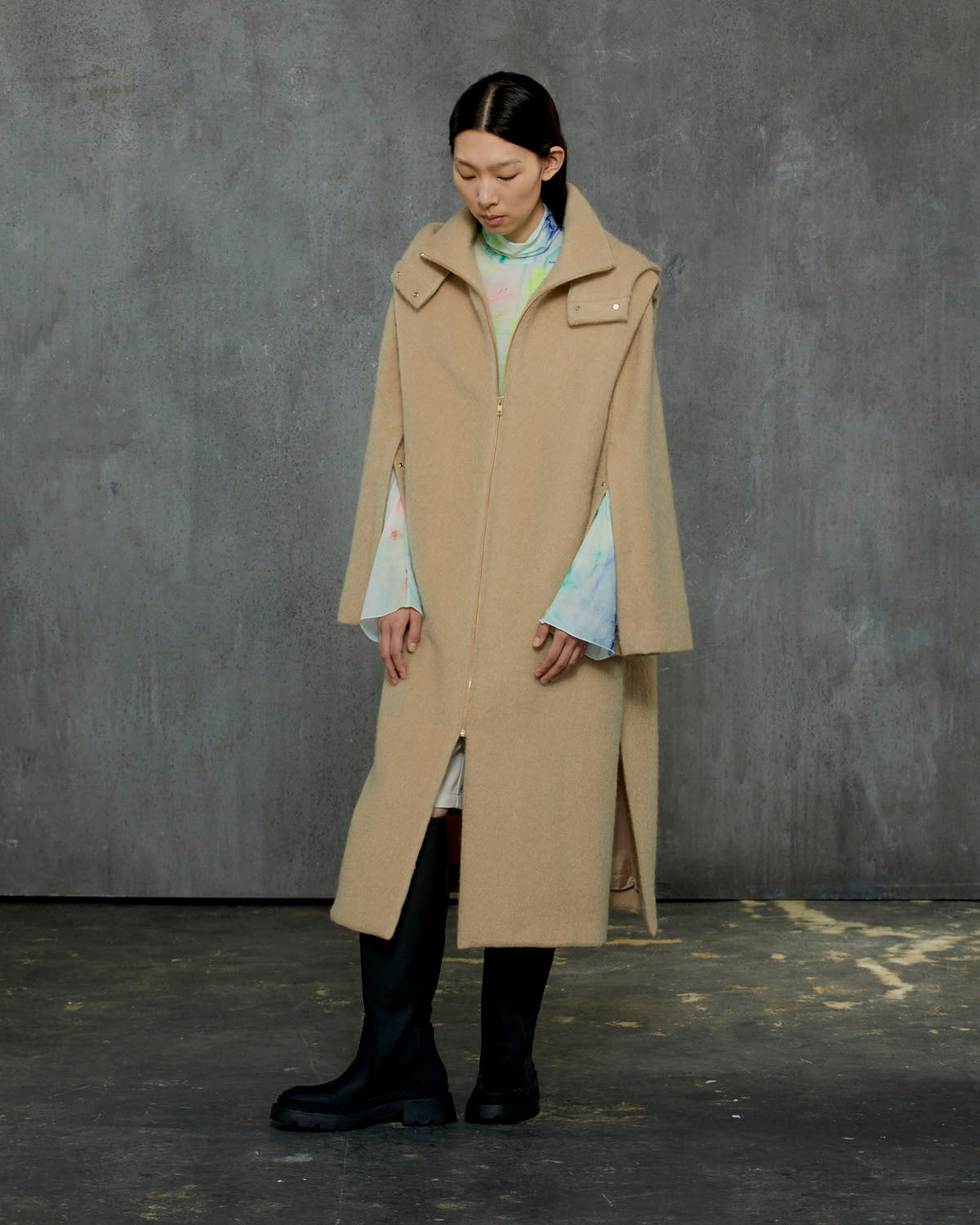 MOHAIR SHAGGY HOODED LONG COAT【受注終了】