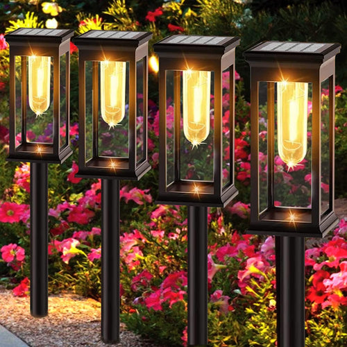 Beautyard Outdoor Solar Candles Lights Flickering Decorative Lantern Stake Lighting for Garden, Backyard, Lawn, Pathway, Patio Accessories and Decor