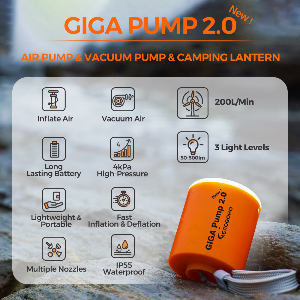 Aerogogo New GIGA Pump 2.0 : Inflator & Deflator & Light in 1 Mini Air