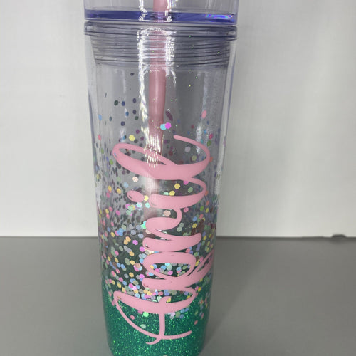 Pink & Gold Glitter Tumbler, 30 oz Skinny Tumbler with Straw, Personal –  The Blessed Honey Co.