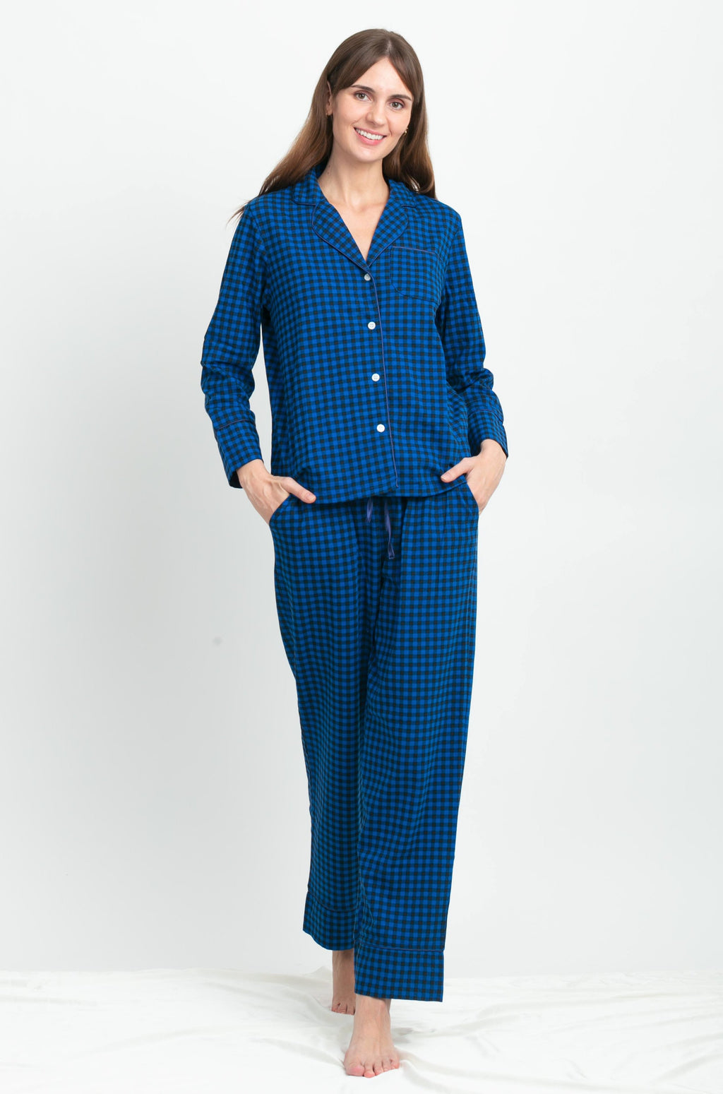 Maya Blue Cozy Cotton Women's Pajama Set – Harper Bridge International