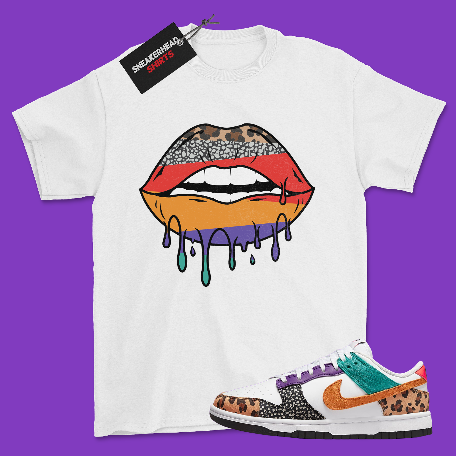 Shirt for Dunk Low SE Safari Mix Patchwork Multicolor | Lips