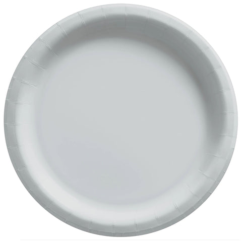 8 1/2" Round Paper Plates - Silver 20ct