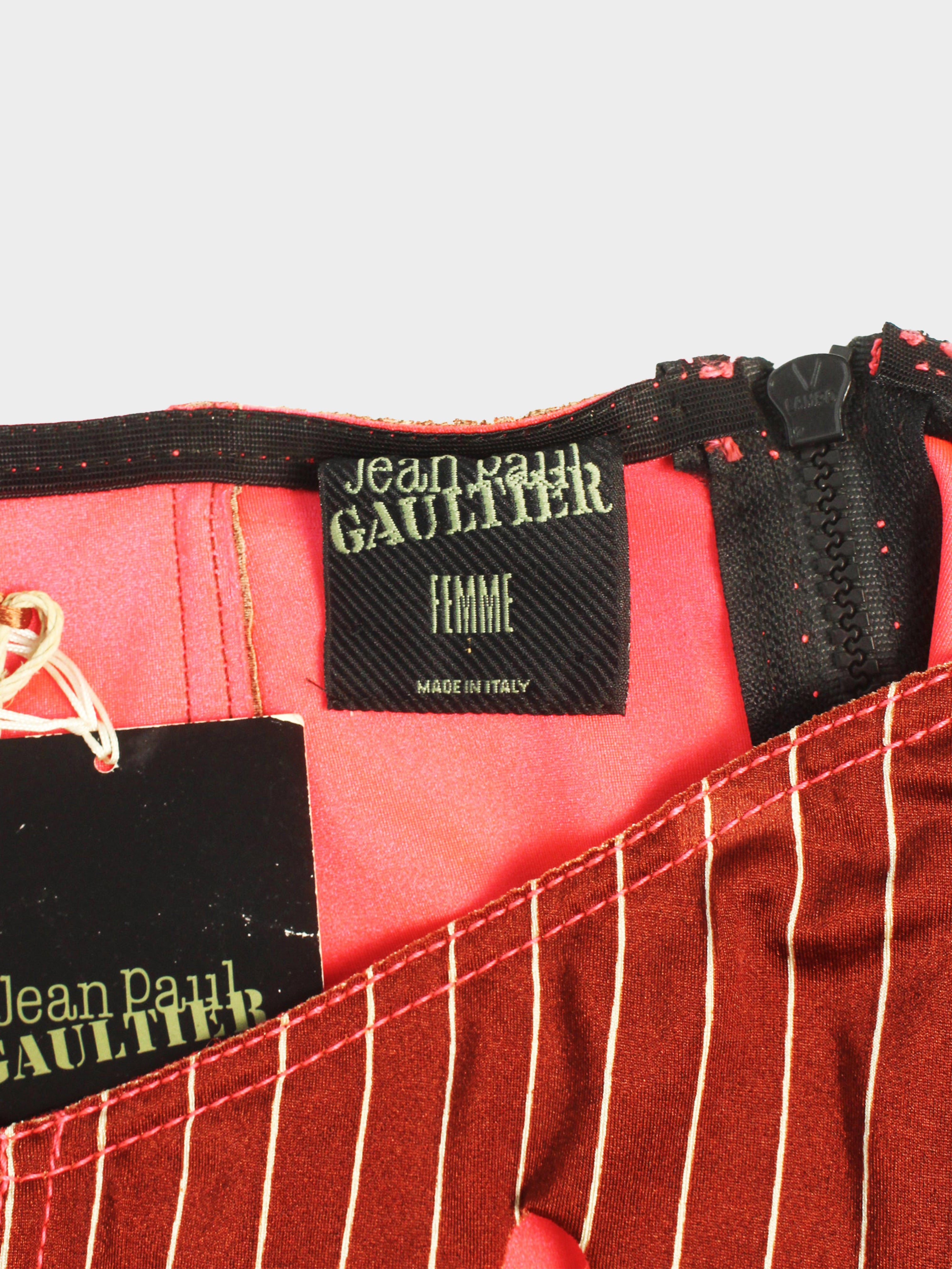 Jean Paul Gaultier 1990s FEMME Red Pinstripe Skirt