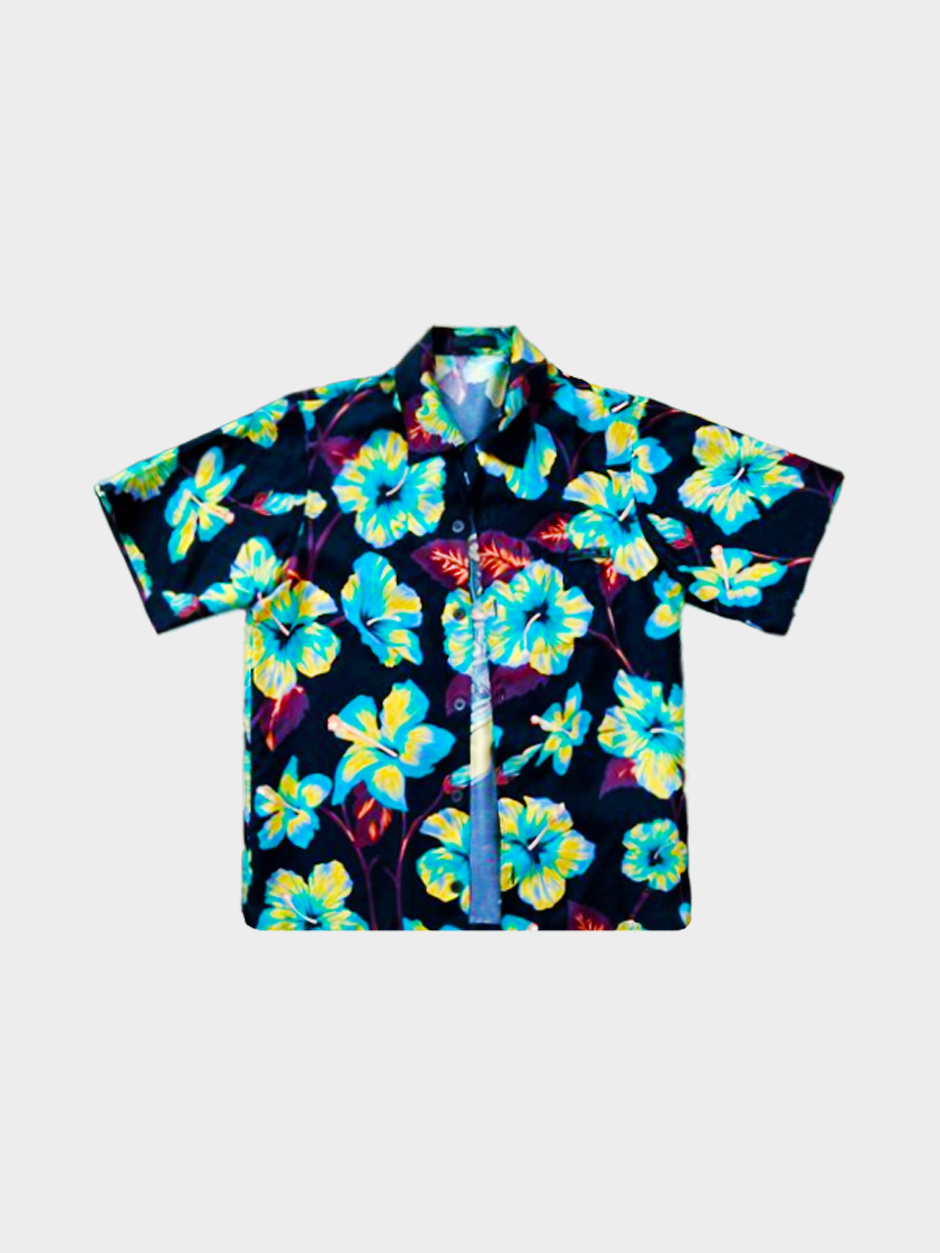 Prada 2010s Hawaiian Floral Print Short Sleeve Shirt