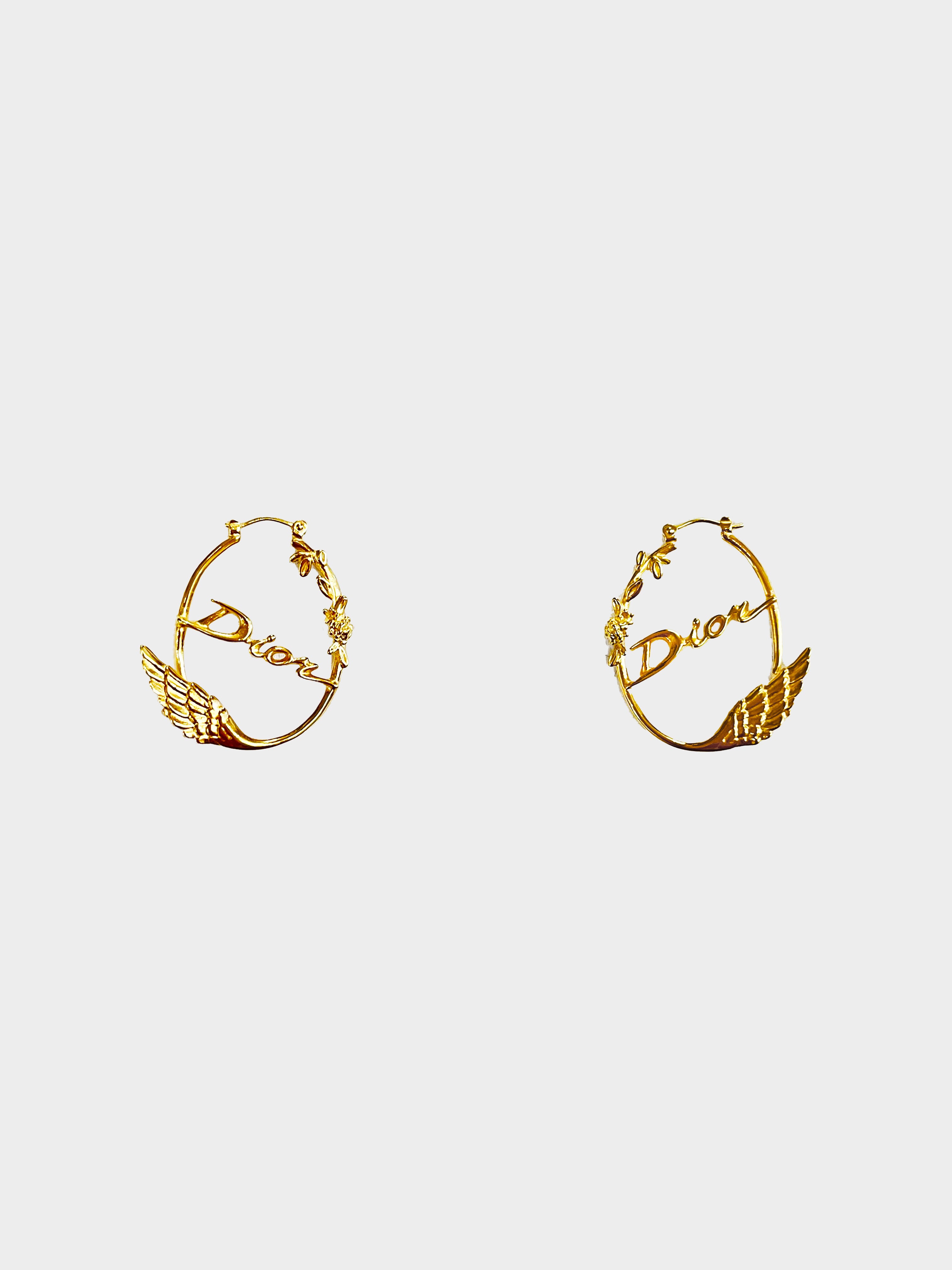 Christian Dior 2010s Dio(r)evolution Wing Script Hoop Earrings