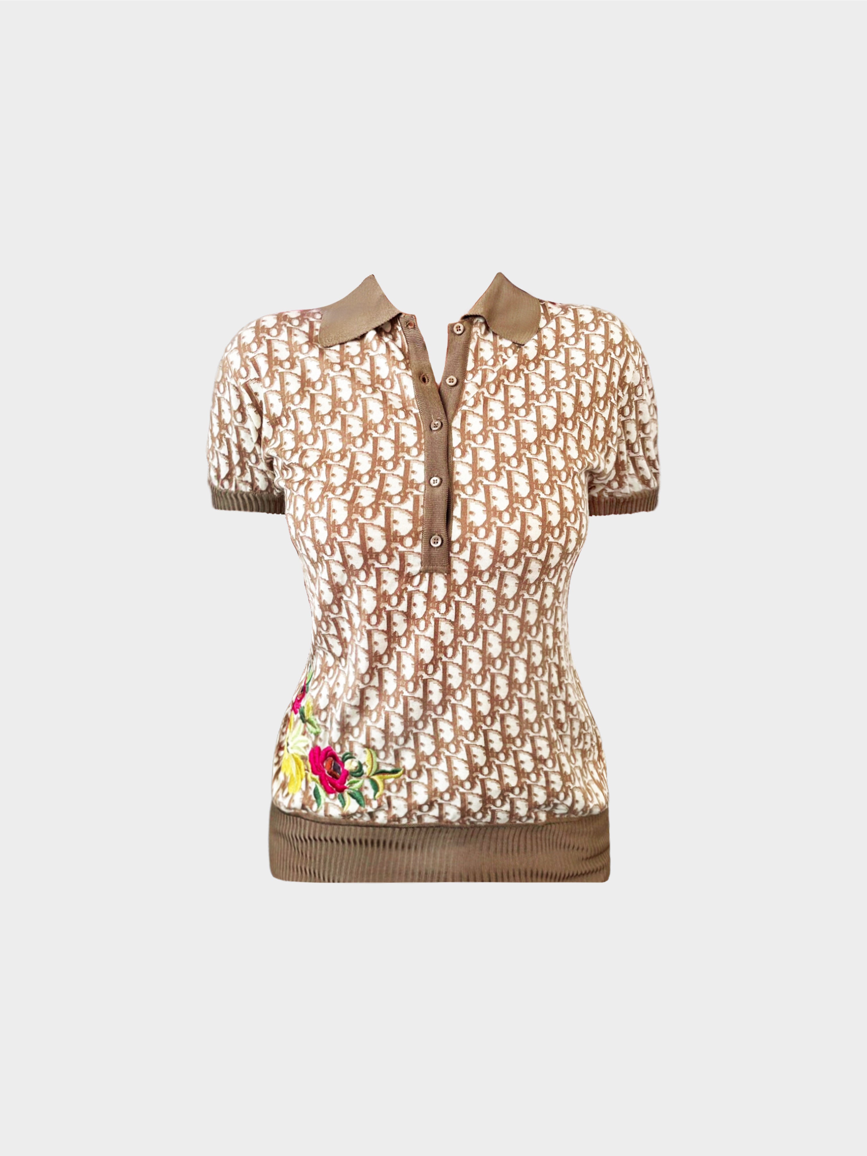 Christian Dior by John Galliano 2005 Floral Embroidered Monogram Shirt