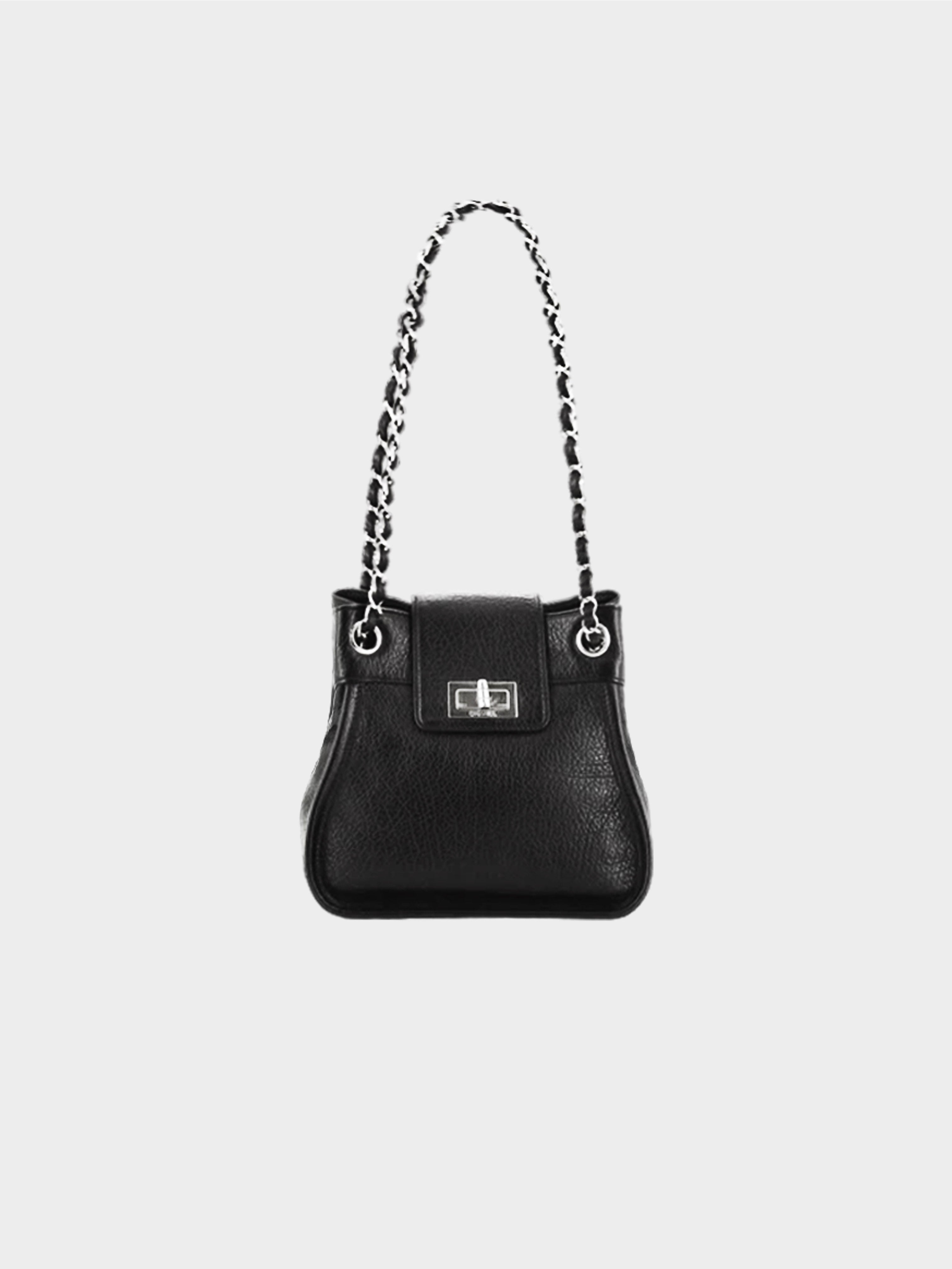 Chanel 2003 Black Mademoiselle Reissue Accordion Bucket Bag